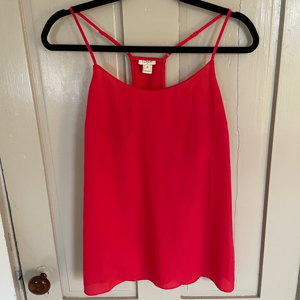 J. Crew Brilliant Red Camisole Tank Top Adjustable Straps Comfy Airy Summer Work - Picture 2 of 6